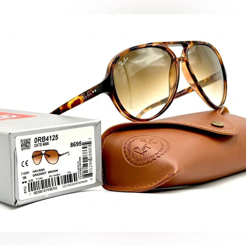 Ray-Ban Cat 5000 Aviator RB4125 Havana Gradient Brown 710/51 59-13-140 - Picture 2 of 13